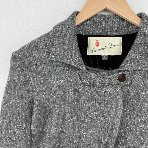 LAUREATE LANE Sweater Womens M Wool Blend Marled Notch Button Front Blazer Gray - Picture 7 of 16